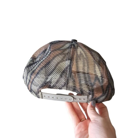 VTG Camo Rope Trucker Hat Coon Hunters Illinois Camouflage Cap Snapback Brown‎ - Picture 5 of 9